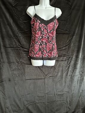 Vintage j.t.b. Black and pink floral sleeveless top, size M